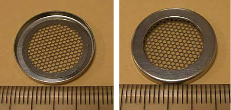 Mesh cap for coin cell